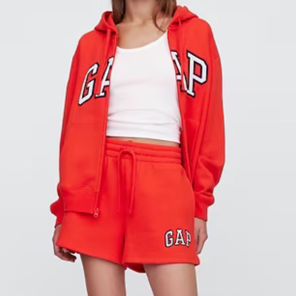 GAP Women's Vibrant Red Athletic Shorts and Hoodie Set